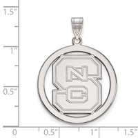 Sterling Silver Rhodium-plated LogoArt North Carolina State University N-c-s Large Circle Pendant view 2