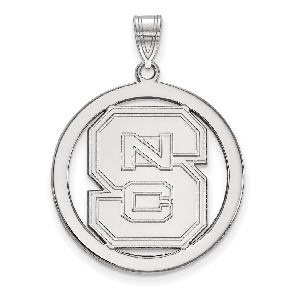 Sterling Silver Rhodium-plated LogoArt North Carolina State University N-c-s Large Circle Pendant