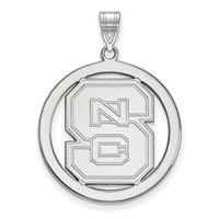 Sterling Silver Rhodium-plated LogoArt North Carolina State University N-c-s Large Circle Pendant view 1