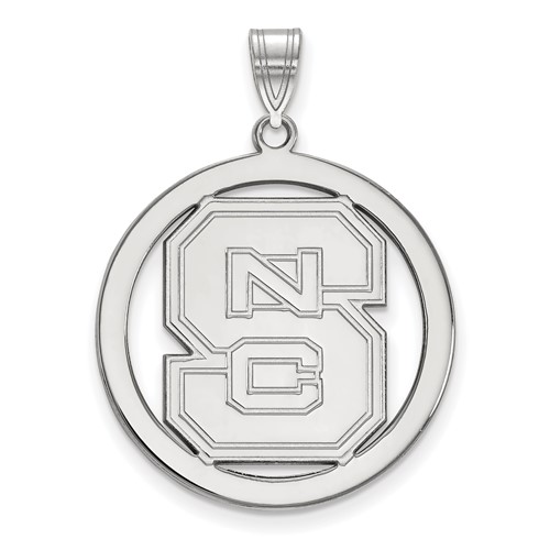 Sterling Silver Rhodium-plated LogoArt North Carolina State University N-c-s Large Circle Pendant