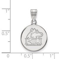 Sterling Silver Rhodium-plated LogoArt Northern Illinois University N-i-u Huskies Medium Disc Pendant view 2