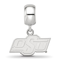 Sterling Silver Rhodium-plated LogoArt Oklahoma State University O-s-u Extra Small Dangle Bead Charm view 3