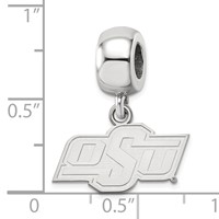 Sterling Silver Rhodium-plated LogoArt Oklahoma State University O-s-u Extra Small Dangle Bead Charm view 4