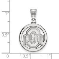 Sterling Silver Rhodium-plated LogoArt the Ohio State University Med Circle Pendant view 2
