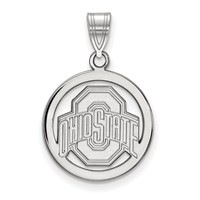 Sterling Silver Rhodium-plated LogoArt the Ohio State University Med Circle Pendant view 1