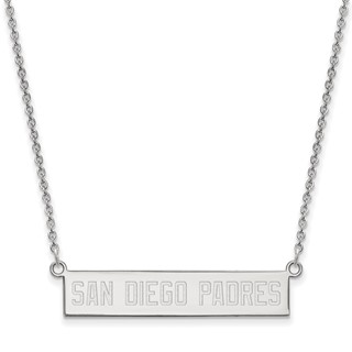 Sterling Silver Rhodium Plated Major League Baseball LogoArt San Diego Padres Bar Necklace