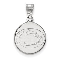 Sterling Silver Rhodium-plated LogoArt Penn State University Lion Medium Disc Pendant view 1
