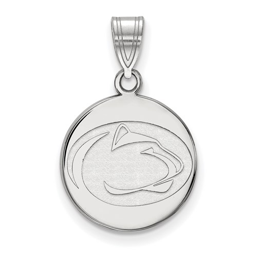Sterling Silver Rhodium-plated LogoArt Penn State University Lion Medium Disc Pendant