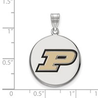 Sterling Silver Rhodium-plated LogoArt Purdue University Letter P Large Enameled Disc Pendant view 2