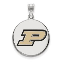 Sterling Silver Rhodium-plated LogoArt Purdue University Letter P Large Enameled Disc Pendant view 1