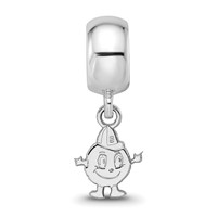 Sterling Silver Rhodium-plated LogoArt Syracuse University Mascot Extra Small Dangle Bead Charm view 3