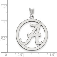 Sterling Silver Rhodium-plated LogoArt University of Alabama Extra Large Letter a Circle Pendant view 2