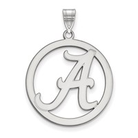 Sterling Silver Rhodium-plated LogoArt University of Alabama Extra Large Letter a Circle Pendant view 1