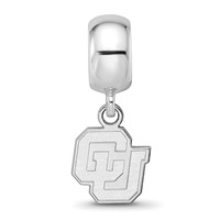 Sterling Silver Rhodium-plated LogoArt University of Colorado C-u Extra Small Dangle Bead Charm view 3