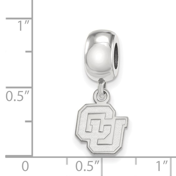 Sterling Silver Rhodium-plated LogoArt University of Colorado C-U Extra Small Dangle Bead Charm