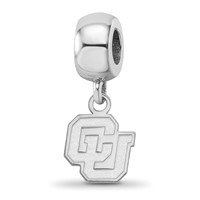 Sterling Silver Rhodium-plated LogoArt University of Colorado C-u Extra Small Dangle Bead Charm view 1