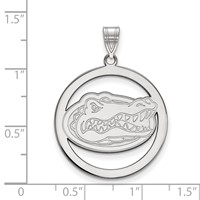 Sterling Silver Rhodium-plated LogoArt University of Florida Gator Extra Large Circle Pendant view 2