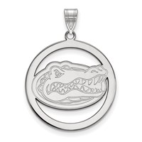 Sterling Silver Rhodium-plated LogoArt University of Florida Gator Extra Large Circle Pendant view 1
