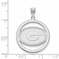 Sterling Silver Rhodium-plated LogoArt University of Georgia Letter G Large Circle Pendant view 2
