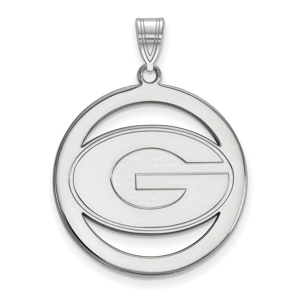 Sterling Silver Rhodium-plated LogoArt University of Georgia Letter G Large Circle Pendant