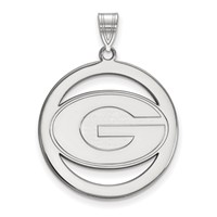 Sterling Silver Rhodium-plated LogoArt University of Georgia Letter G Large Circle Pendant view 1