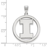 Sterling Silver Rhodium-plated LogoArt University of Illinois Letter I Extra Large Circle Pendant view 2