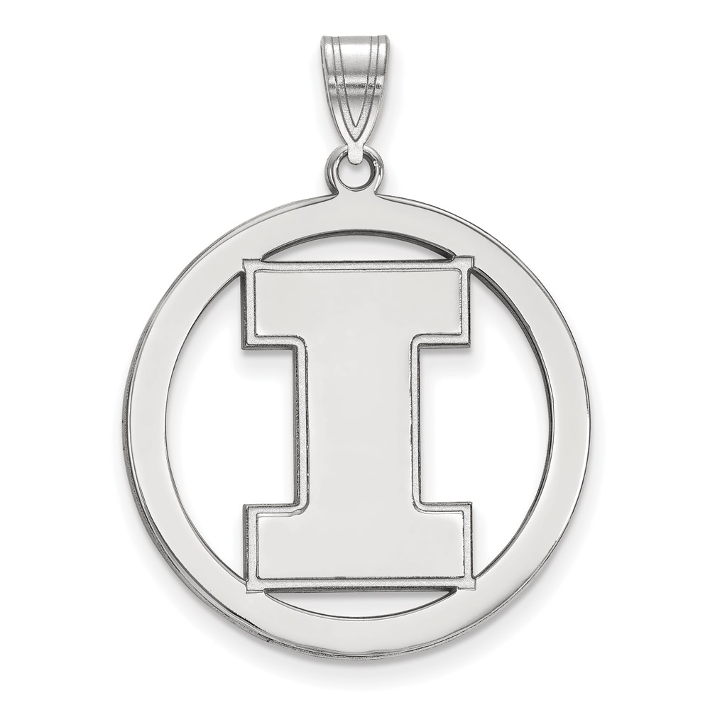Sterling Silver Rhodium-plated LogoArt University of Illinois Letter I Extra Large Circle Pendant