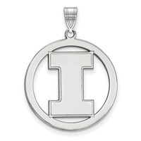 Sterling Silver Rhodium-plated LogoArt University of Illinois Letter I Extra Large Circle Pendant view 1