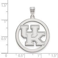 Sterling Silver Rhodium-plated LogoArt University of Kentucky U-k Large Circle Pendant view 2