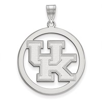 Sterling Silver Rhodium-plated LogoArt University of Kentucky U-k Large Circle Pendant view 1