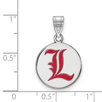 Sterling Silver Rhodium-plated LogoArt University of Louisville Letter L Medium Enameled Disc Pendant view 2