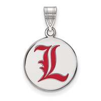 Sterling Silver Rhodium-plated LogoArt University of Louisville Letter L Medium Enameled Disc Pendant view 1