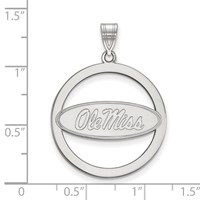 Sterling Silver Rhodium-plated LogoArt University of Mississippi Ole Miss Extra Large Circle Pendant view 2