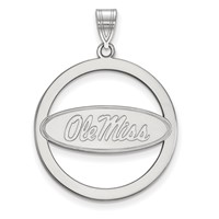 Sterling Silver Rhodium-plated LogoArt University of Mississippi Ole Miss Extra Large Circle Pendant view 1