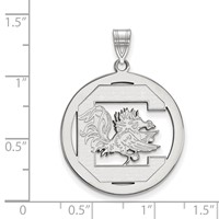 Sterling Silver Rhodium-plated LogoArt University of South Carolina Extra Large Circle Pendant view 2