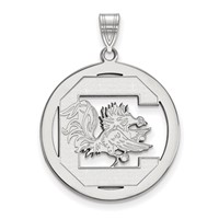 Sterling Silver Rhodium-plated LogoArt University of South Carolina Extra Large Circle Pendant view 1