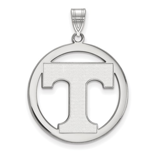 Sterling Silver Rhodium-plated LogoArt University of Tennessee Letter T Extra Large Circle Pendant