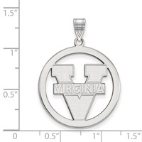 Sterling Silver Rhodium-plated LogoArt University of Virginia Large Circle Pendant view 2