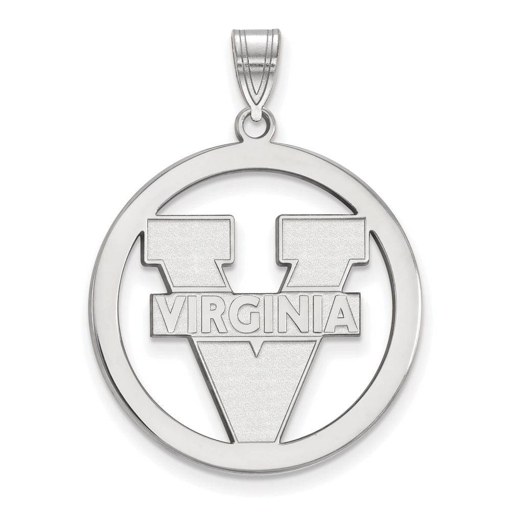 Sterling Silver Rhodium-plated LogoArt University of Virginia Large Circle Pendant