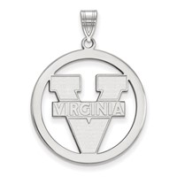 Sterling Silver Rhodium-plated LogoArt University of Virginia Large Circle Pendant view 1