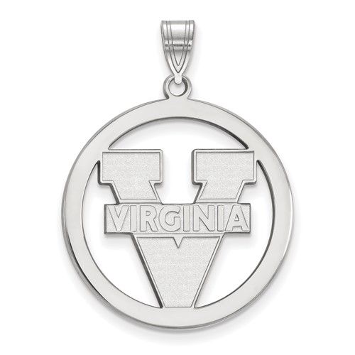 Sterling Silver Rhodium-plated LogoArt University of Virginia Large Circle Pendant