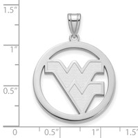 Sterling Silver Rhodium-plated LogoArt West Virginia University W-v Extra Large Circle Pendant view 3