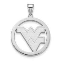 Sterling Silver Rhodium-plated LogoArt West Virginia University W-v Extra Large Circle Pendant view 1