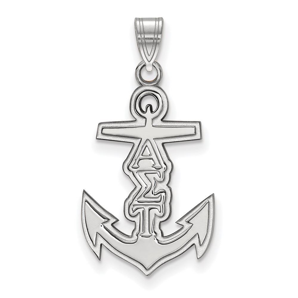 Sterling Silver Rhodium-plated LogoArt Alpha Sigma Tau Sorority Symbol Small Pendant