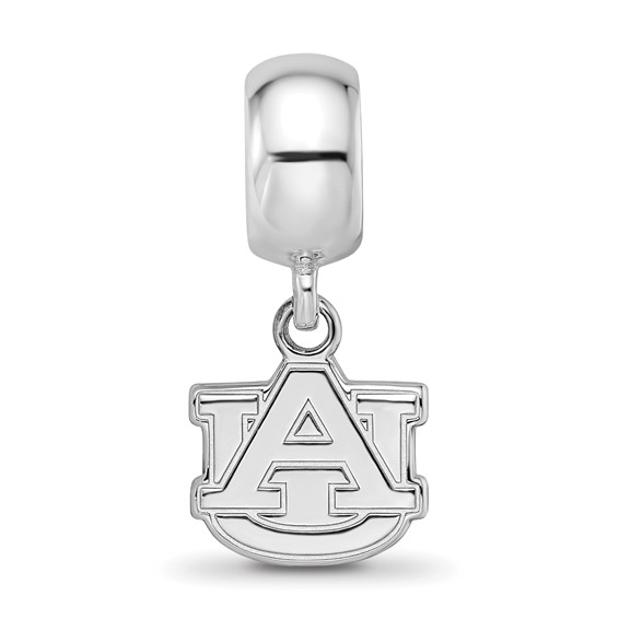 Sterling Silver Rhodium-plated LogoArt Auburn University A-U Extra Small Dangle Bead Charm