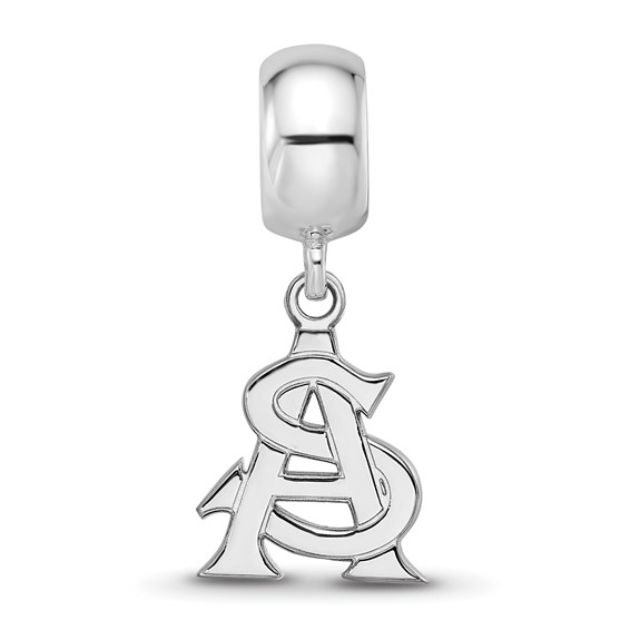 Sterling Silver Rhodium-plated LogoArt Arizona State University A-S Small Dangle Bead Charm