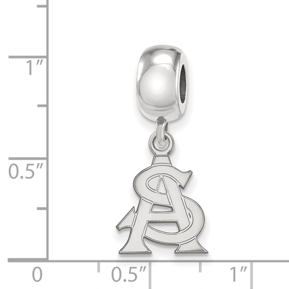 Sterling Silver Rhodium-plated LogoArt Arizona State University A-S Small Dangle Bead Charm