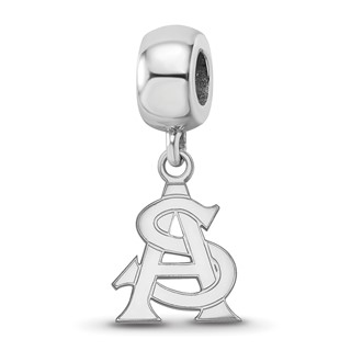 Sterling Silver Rhodium-plated LogoArt Arizona State University A-S Small Dangle Bead Charm