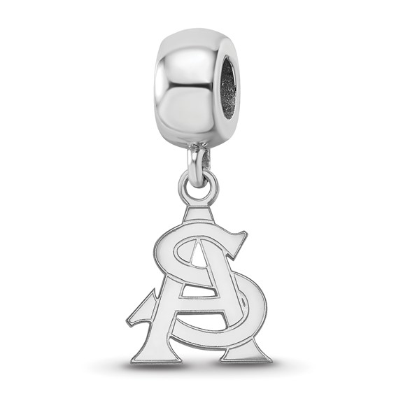 Sterling Silver Rhodium-plated LogoArt Arizona State University A-S Small Dangle Bead Charm