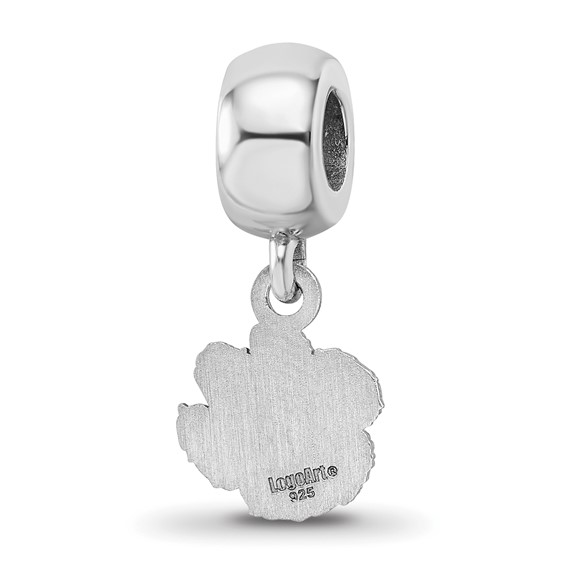 Sterling Silver Rhodium-plated LogoArt Clemson University Tiger Paw Extra Small Dangle Bead Charm